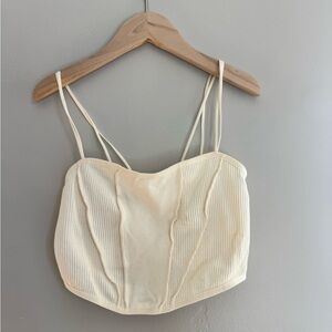 Out From Under Ribbed Corset Crop Top Cream XS/S Y2K Coquette Cottagecore